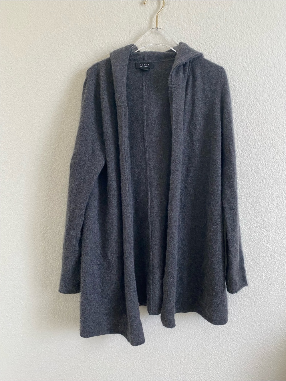 Forte Cashmere Charcoal Hooded Cardigan